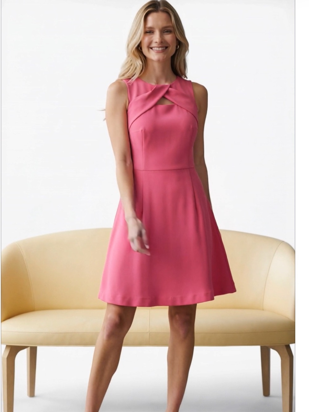 Trina Turk Nera Pink Twist Cutout Sleeveless Cocktail Sheath Dress Size Medium